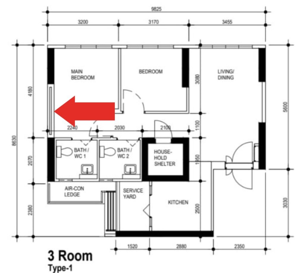 Floor plan illustration of gable-end walls with diagonal strikethrough lines