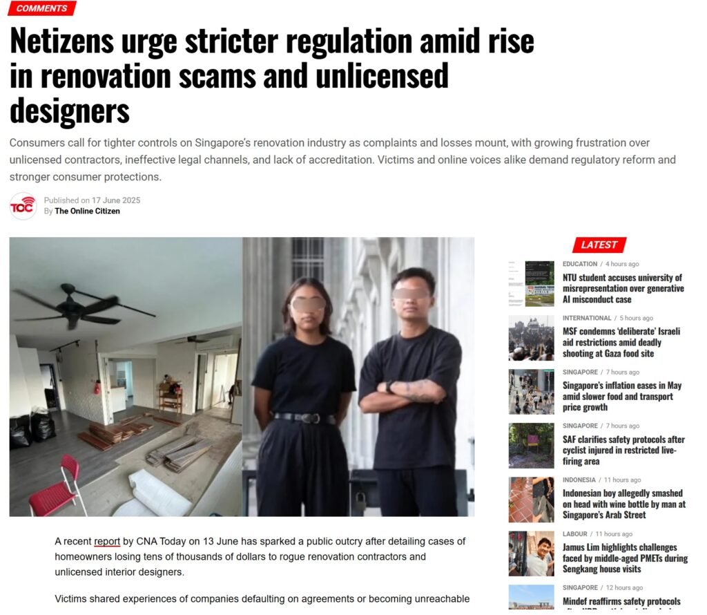 Public advisory and news report warning against low quotation renovation contractor scams
