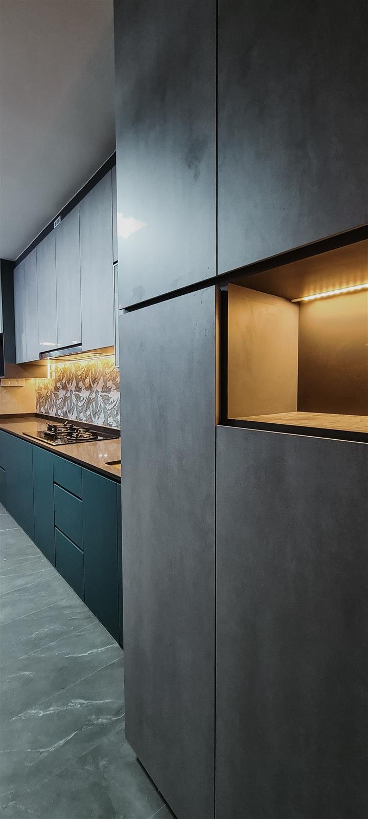 Karim & Feeza - Custom carpentry joinery and marble backsplash detail